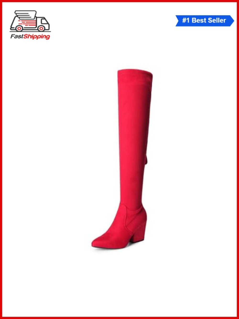 ✨DREAM PAIRS Women's Over the Knee High Boots 2.95" Block Heel Faux Suede